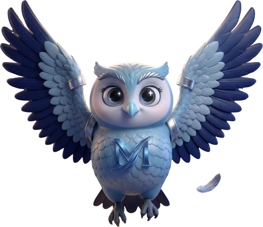 Empa, the MPath owl, with her wings spread